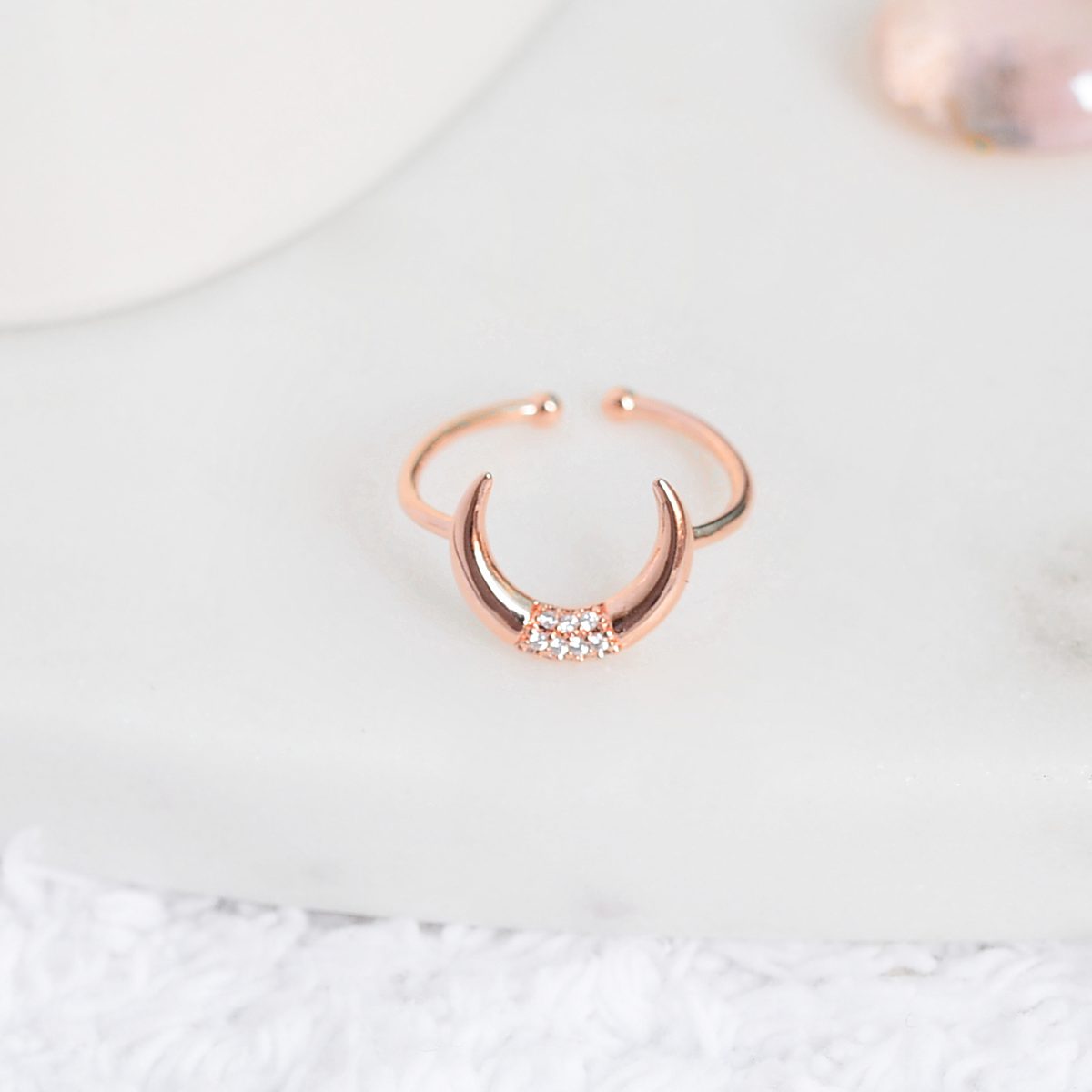 Boho Moon Ring Rose Gold Jewelry Majolie